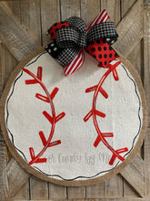 Load image into Gallery viewer, Burlap Baseball Door Hanger