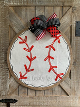 Load image into Gallery viewer, Burlap Baseball Door Hanger