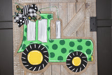 Load image into Gallery viewer, Green Tractor Burlap Door Hanger - Farm Door Hanger