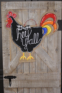 doorcandybymeg burlap door hangers - painted rooster door hanger, chicken burlap door hanger