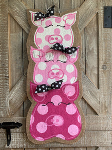 Farm Animal Door Hanger - Three Little Pigs Burlap Door Hanger