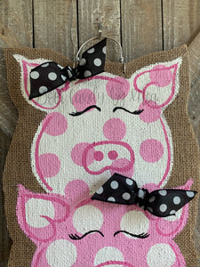 Farm Animal Door Hanger - Three Little Pigs Burlap Door Hanger