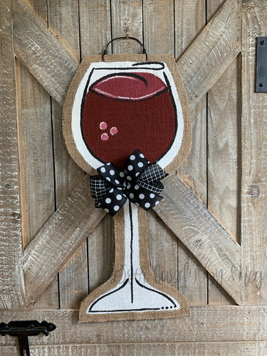 It's Wine Time Burlap Door Hanger