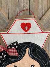 Load image into Gallery viewer, Whimsical Nurse Door Hanger - Black Hair