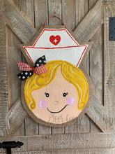 Load image into Gallery viewer, Whimsical Nurse Door Hanger - Blonde Hair