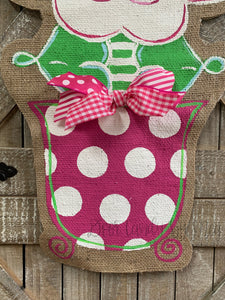 burlap flower door hanger, flower door hanger painted, front door flower hanger, flower door hanging, spring door hangers