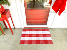 Load image into Gallery viewer, Red &amp; White Buffalo Check Door Mat Rug