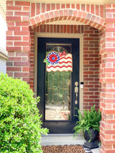 Load image into Gallery viewer, Fourth of July Burlap Door Hanger - Floral Flag