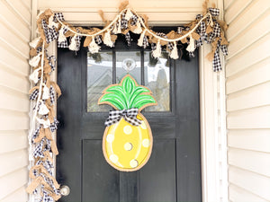 Burlap Pineapple Door Hanger Simple Yellow Dot