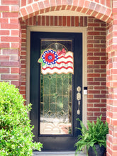 Load image into Gallery viewer, Fourth of July Burlap Door Hanger - Floral Flag