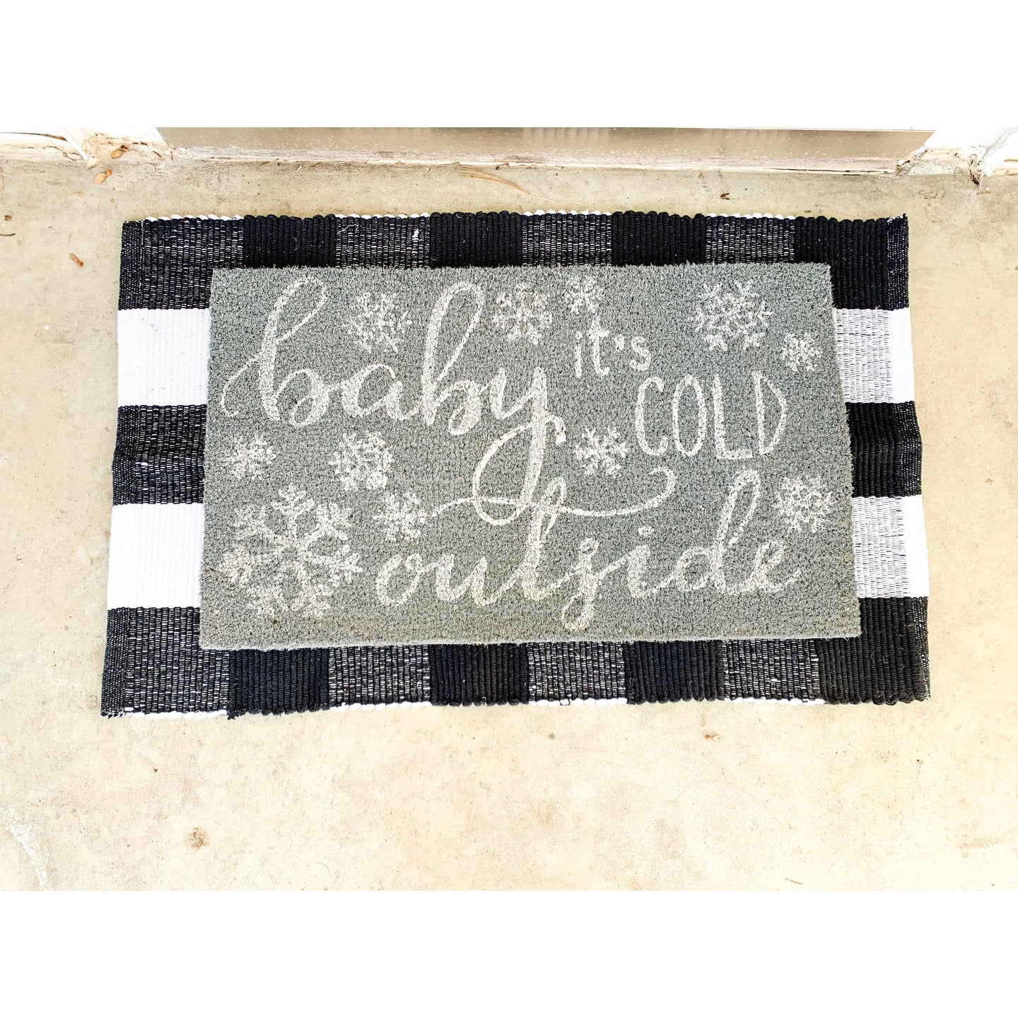 Black & White Buffalo Check Door Mat Rug