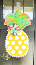 Load image into Gallery viewer, Burlap Pineapple Door Hanger (Large/Multi/Polka Dot)