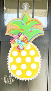 Burlap Pineapple Door Hanger (Large/Multi/Polka Dot)
