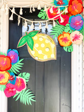 Load image into Gallery viewer, Lemon Burlap Door Hanger with Polka Dots
