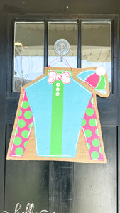 Derby Silk Door Hanger in Pink/Turquoise/Lime Green