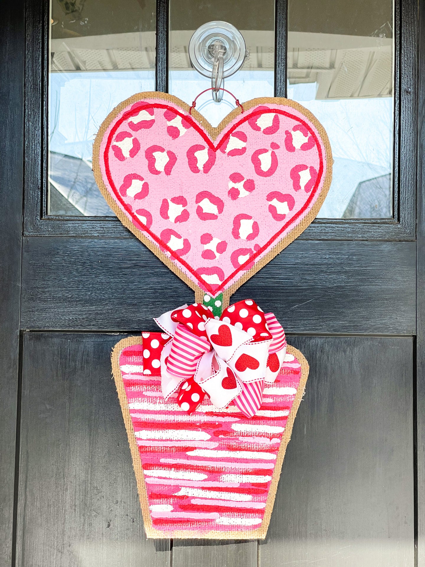 Heart Topiary Door Hanger in Leopard