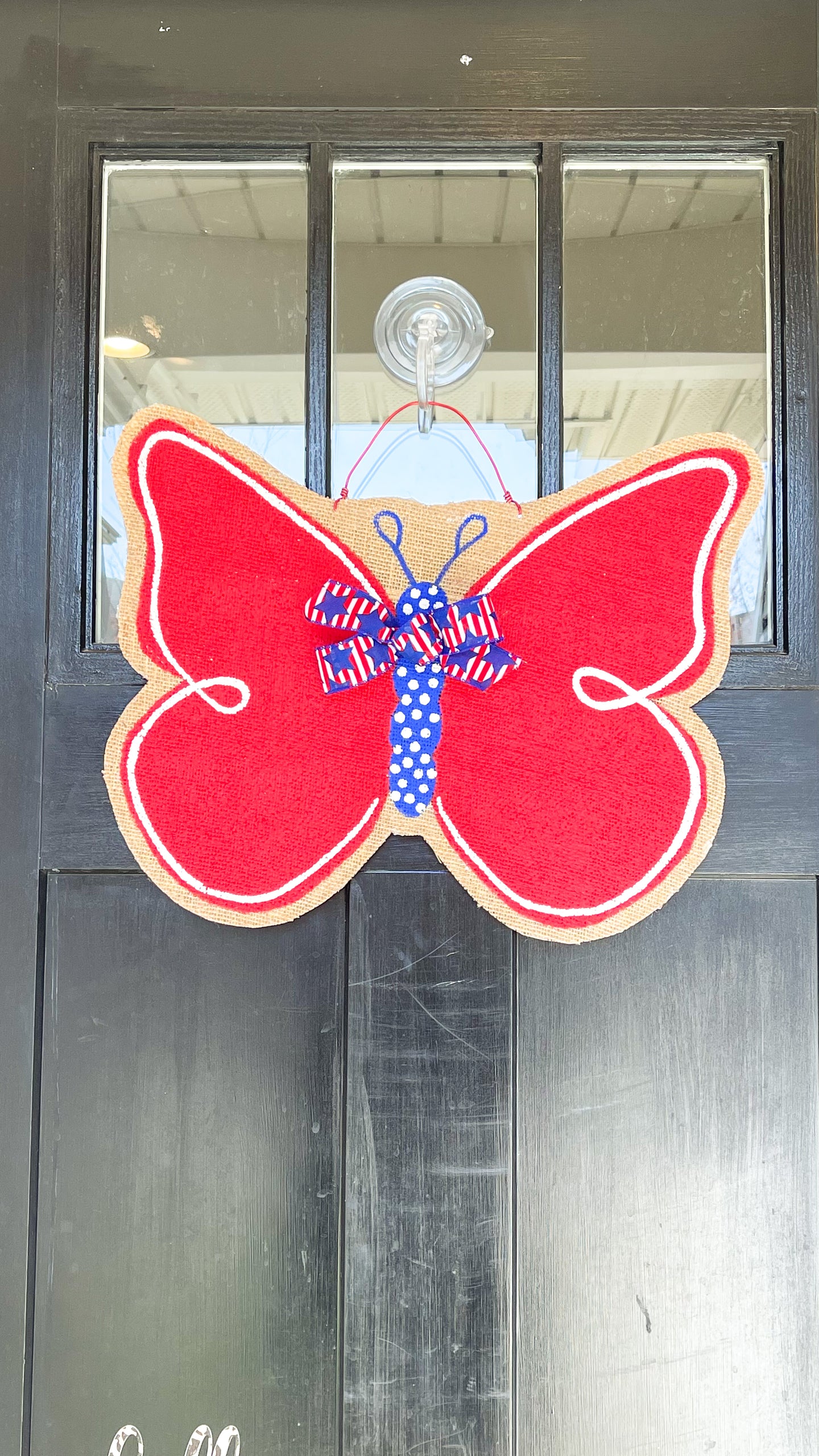 Fourth of July Butterfly Burlap Door Hanger