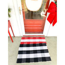 Load image into Gallery viewer, Black &amp; White Buffalo Check Door Mat Rug