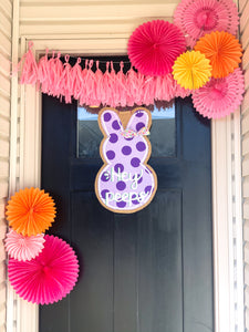 Easter Bunny Burlap Door Hanger - PEEPS style (Purple)