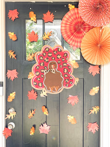Thanksgiving Turkey Door Hanger - red leopard