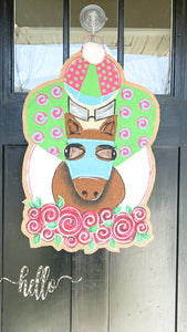 Derby Horse and Jockey Door Hanger in Turquoise