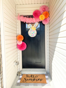 Easter Bunny Burlap Door Hanger in Leopard