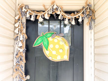 Load image into Gallery viewer, Lemon Burlap Door Hanger with Polka Dots