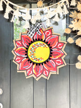 Load image into Gallery viewer, Burlap Sunflower Door Hanger - Red Fall Round Sunflower