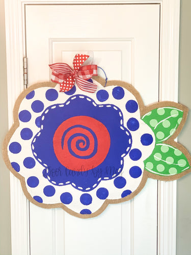Fourth of July Burlap Door Hanger - Patriotic Flower