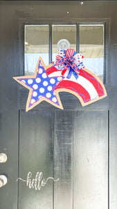 Fourth of July Rainbow Burlap Door Hanger