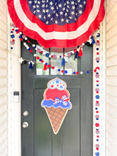 Load image into Gallery viewer, Red, White and Blue Patritotic Icecream Cone Door Hanger