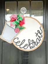 Load image into Gallery viewer, Celebrate Circle Door Hanger with Mint Julep Add On