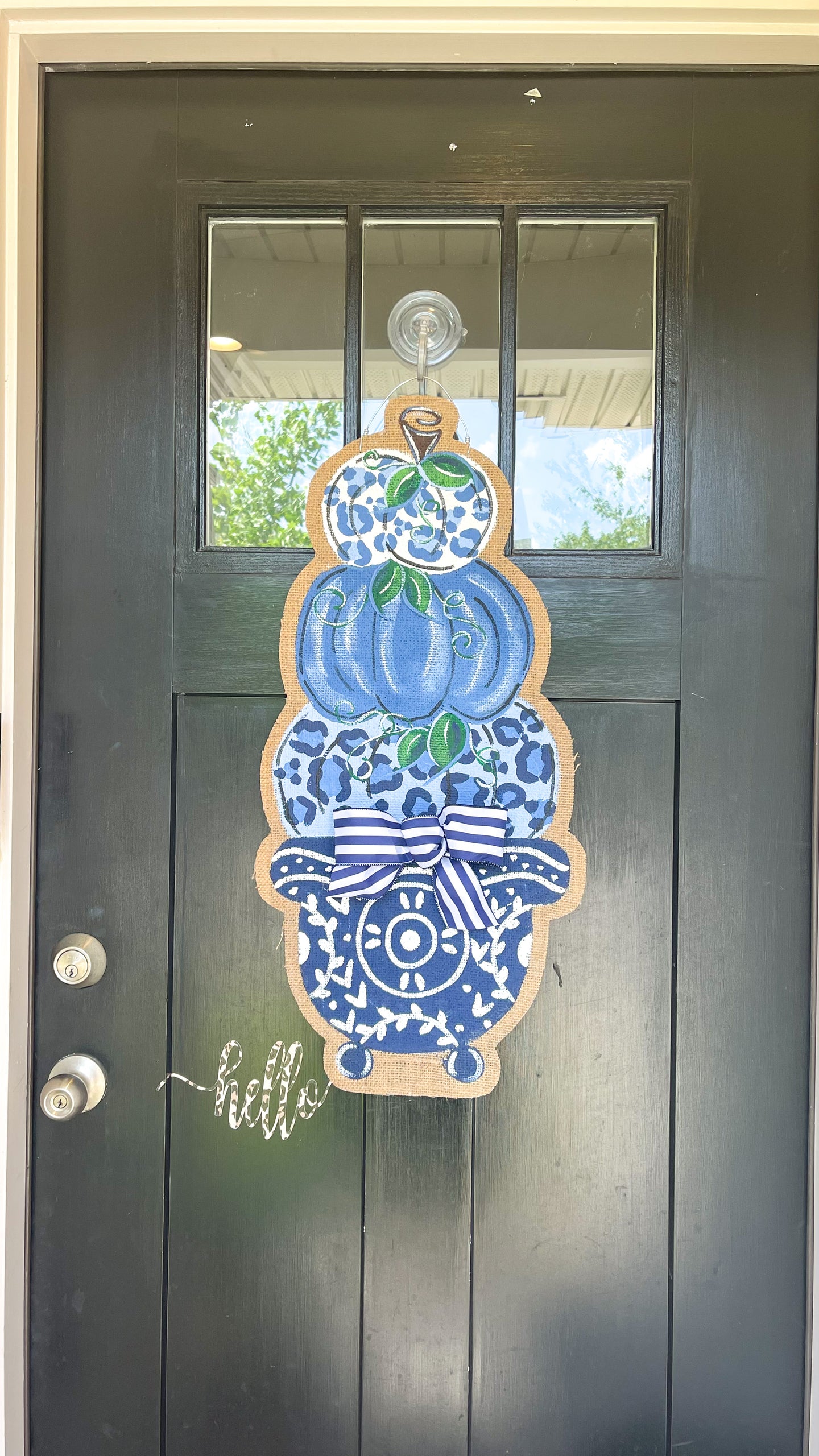 Door Hanger Pumpkin Topiary - Medium Chinoiserie