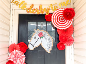 Derby Horse Door Hanger - Whimsy Horse Head Door Hanger in Gray