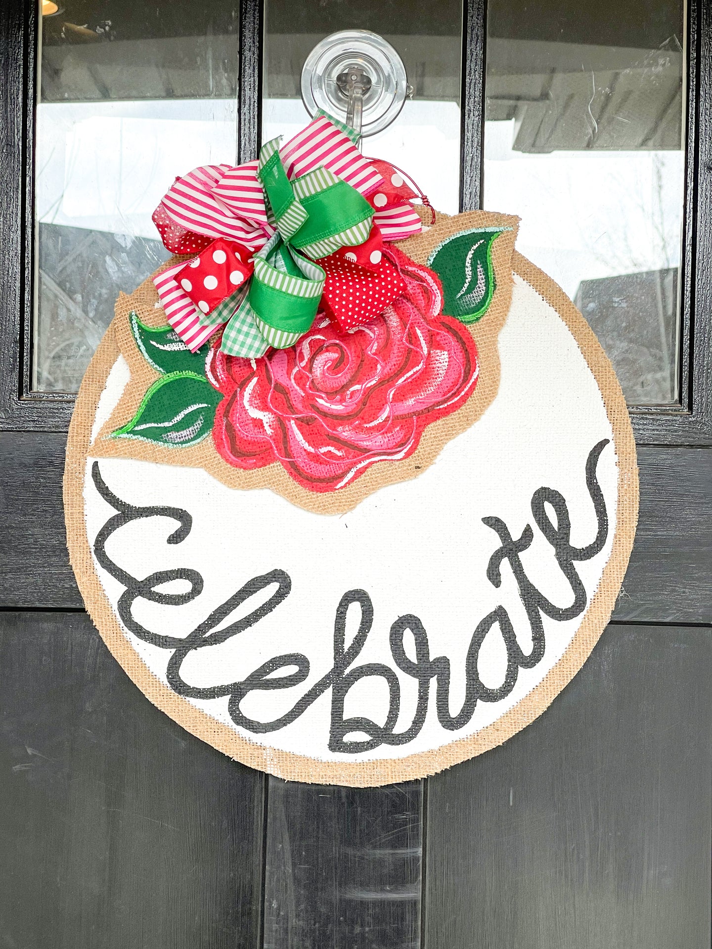 Celebrate Circle Door Hanger with Rose Add On