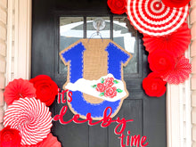 Load image into Gallery viewer, Horseshoe Door Hanger - Kentucky Derby Burlap Door Hanger