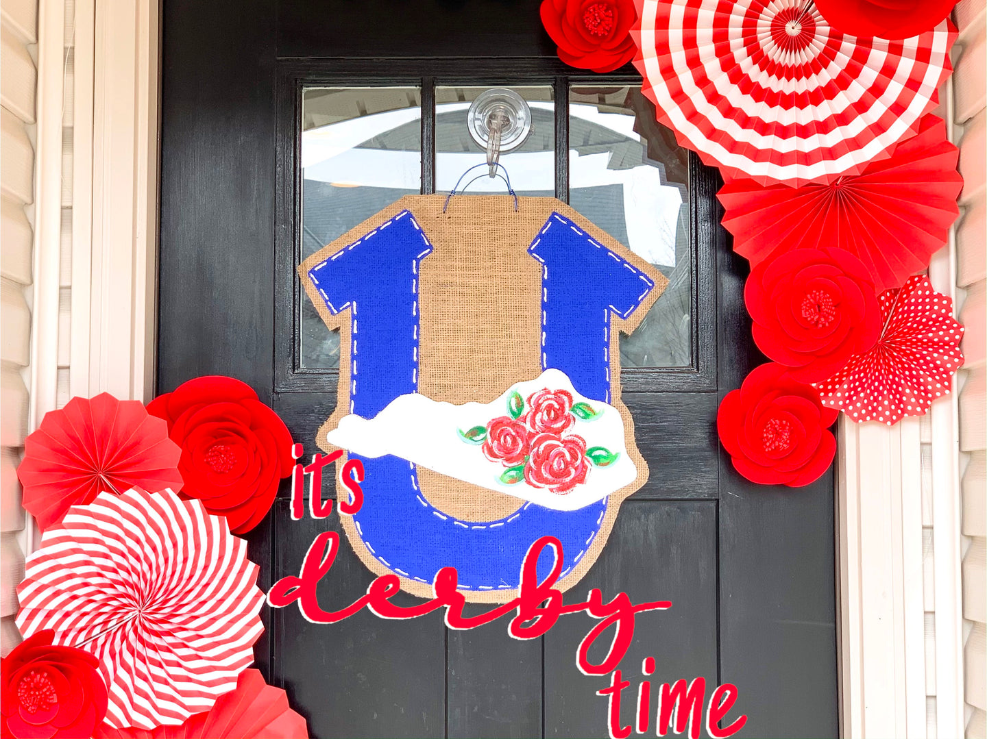 Horseshoe Door Hanger - Kentucky Derby Burlap Door Hanger