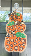 Load image into Gallery viewer, Pumpkin Stack Door Hanger in Orange Leopard
