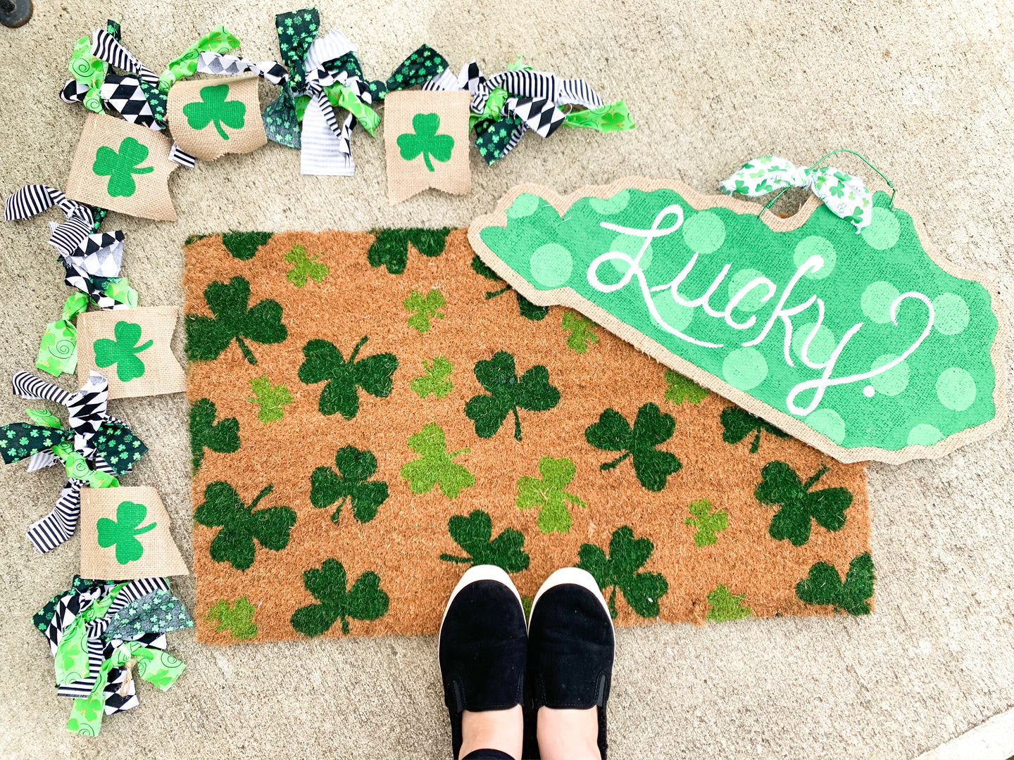St. Patrick's Day Shamrock Coir Door Mat
