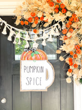 Load image into Gallery viewer, Burlap Pumpkin Door Hanger - Pumpkin Spice Latte