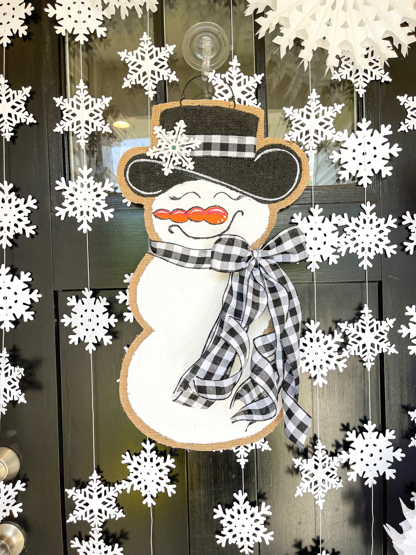 Small Sassy Snowgal in Black and White Buffalo Check