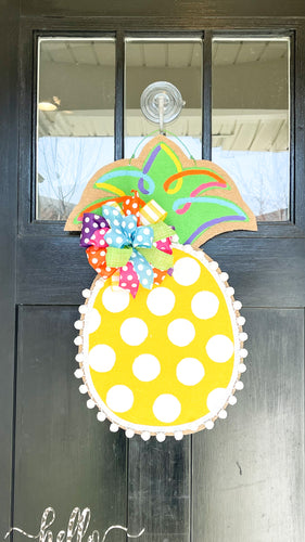 Burlap Pineapple Door Hanger (Small/Multi/Polka Dot)