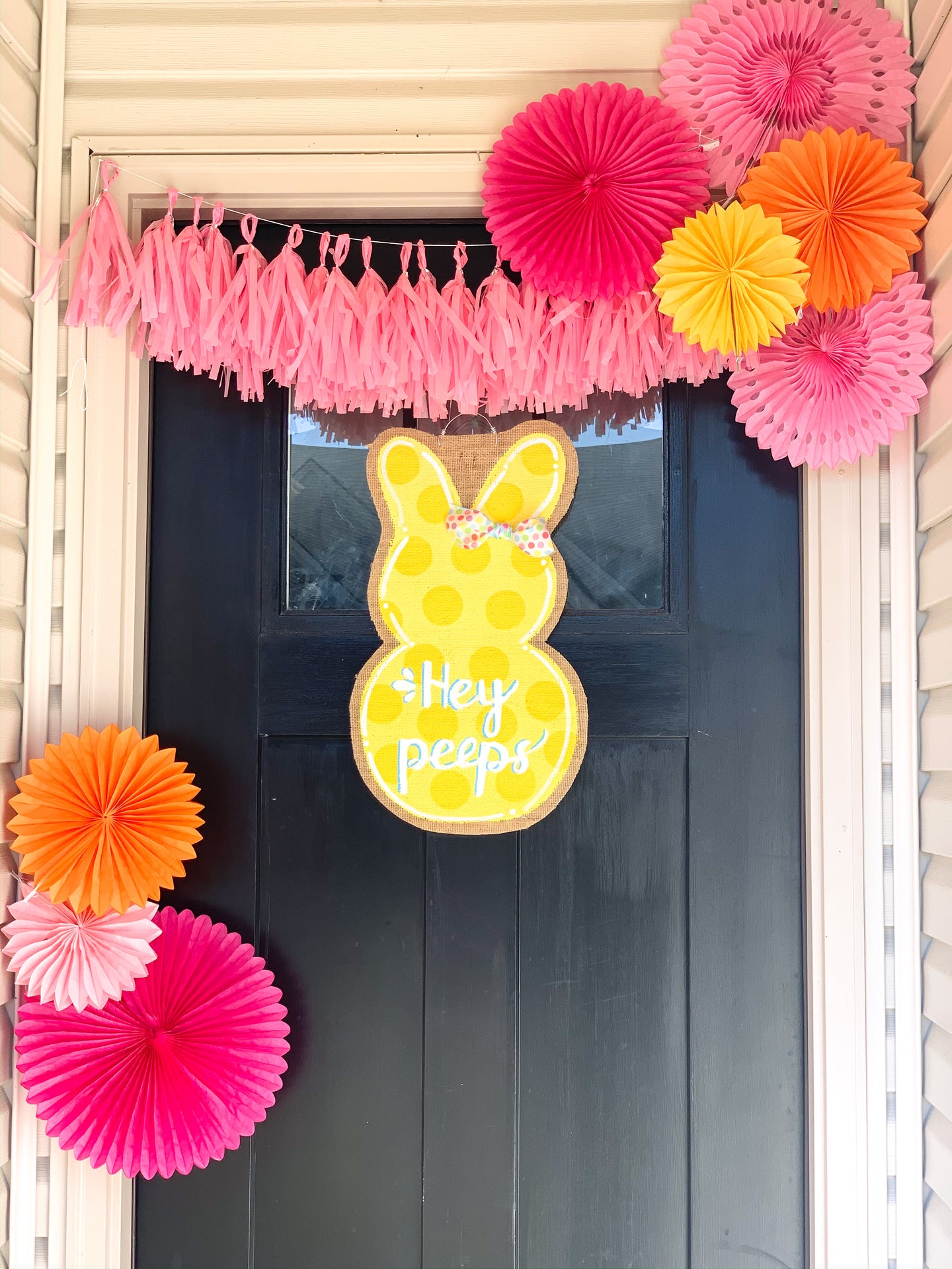 Easter Bunny Burlap Door Hanger - PEEPS style (Yellow)