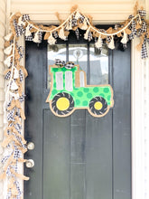 Load image into Gallery viewer, Green Tractor Burlap Door Hanger - Farm Door Hanger