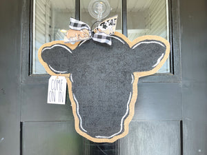 Cow Head Door Hanger with Come On In Charm