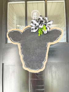 Cow Head Door Hanger with Eucalyptus