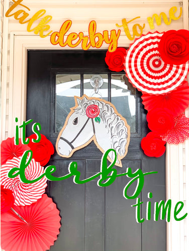 Derby Horse Door Hanger - Whimsy Horse Head Door Hanger in Gray