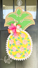 Load image into Gallery viewer, Pineapple Door Hanger - Large Watercolor Roses in Yellow