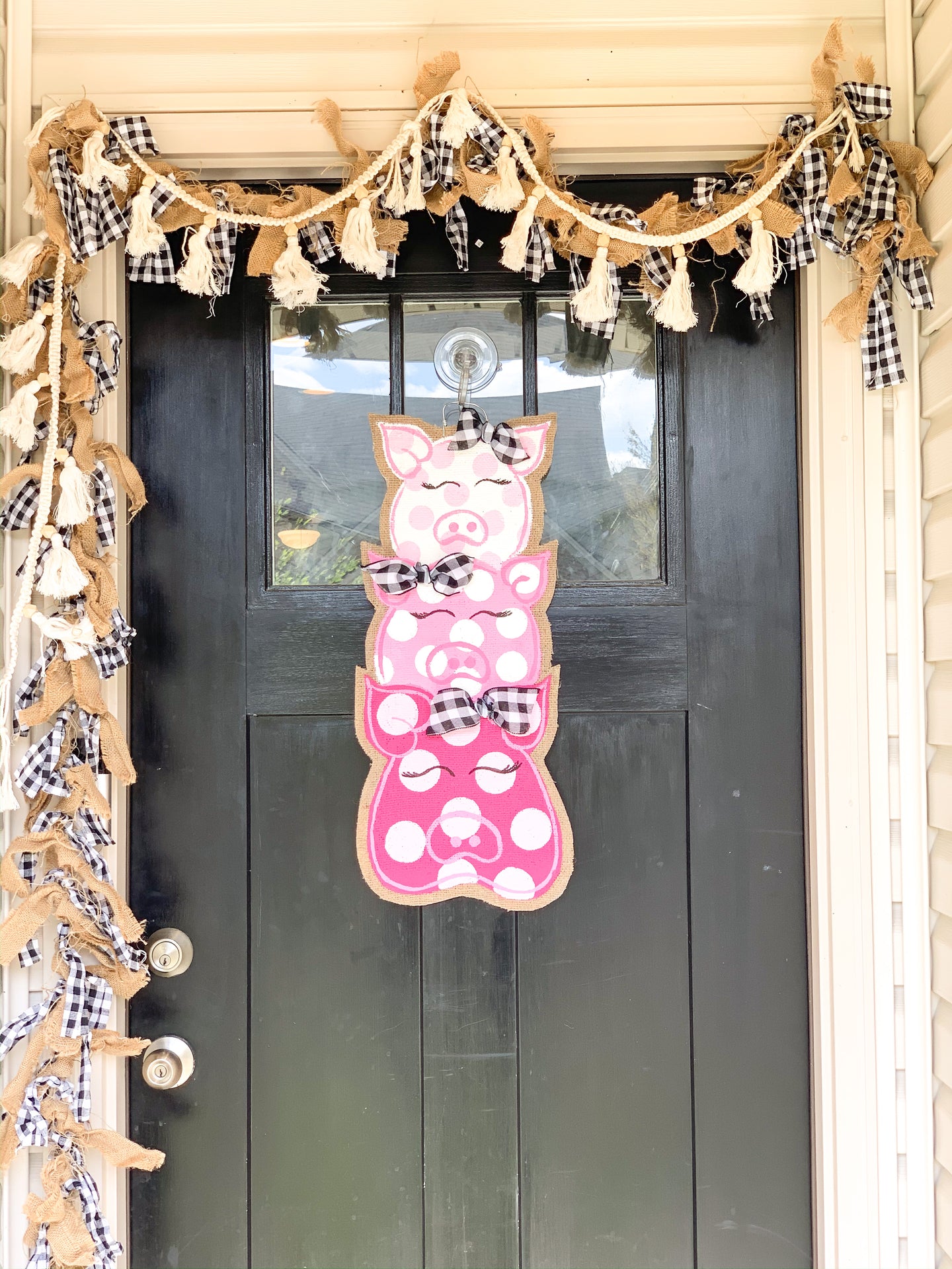 Farm Animal Door Hanger - Three Little Pigs Burlap Door Hanger