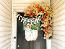 Load image into Gallery viewer, Burlap Pumpkin Door Hanger - White